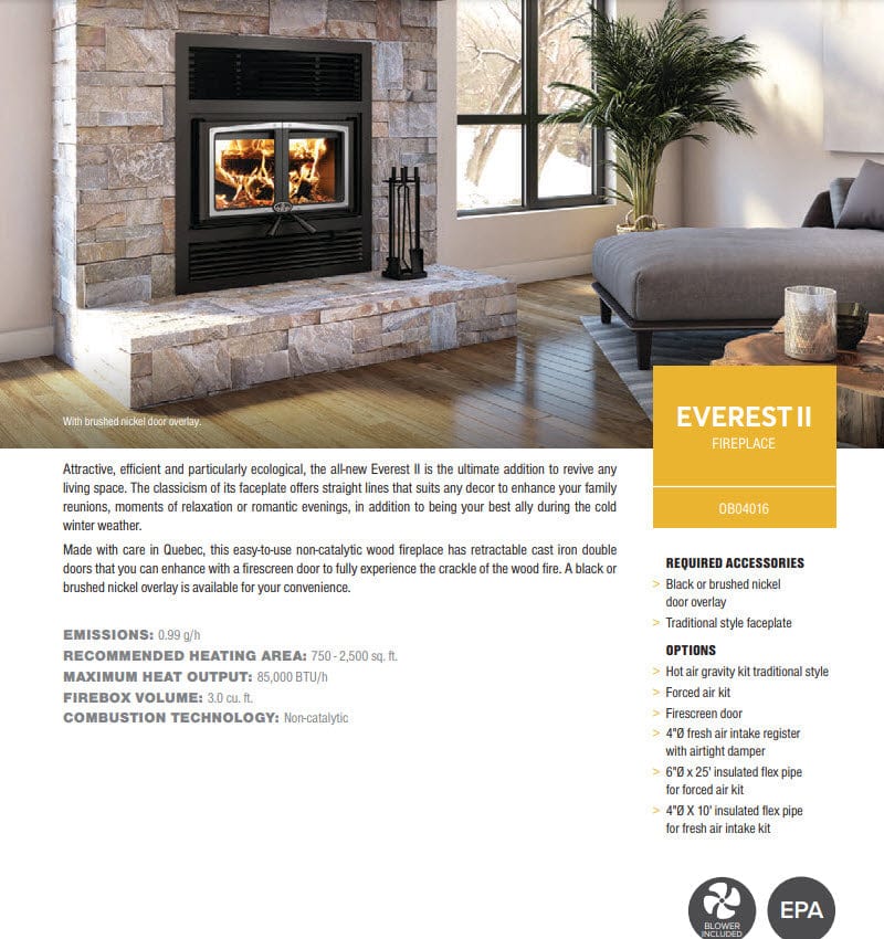 Osburn 42-Inch Everest II Wood Burning Fireplace